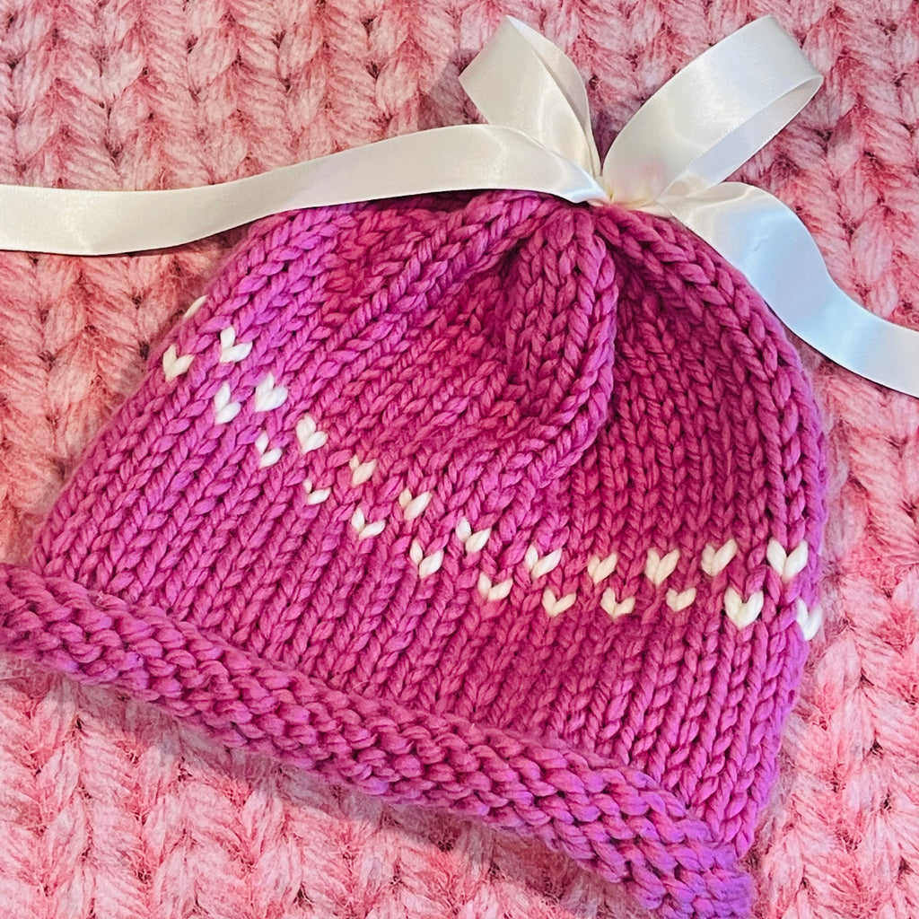 The Sweetheart - Bows on Beanies (rose) freeshipping - Mavourneen Knits