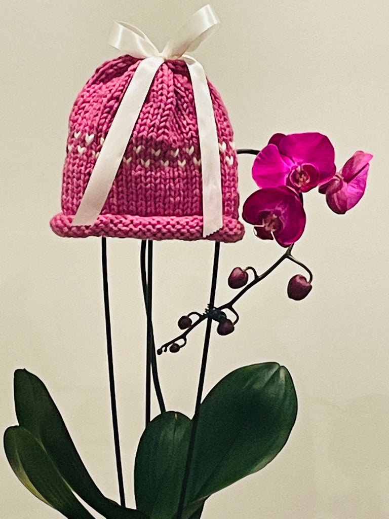 The Sweetheart - Bows on Beanies (rose) freeshipping - Mavourneen Knits