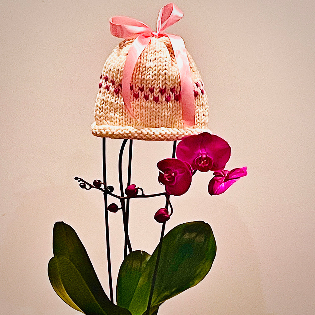 The Sweetheart - Bows on Beanies (snow) freeshipping - Mavourneen Knits